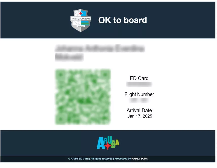 Aruba ED Card – sample document